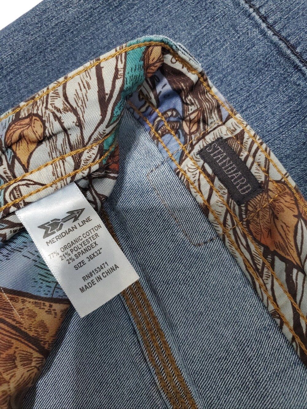 Meridian Line Mens Standard Fit Organic Cotton Blend Jeans 36" Waist - Picture 5 of 11